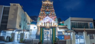 Sri Layan Sithi Vinayagar Temple exterior at night